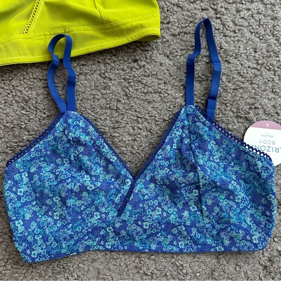 Arizona Body Bralette Mesh Acid Lime Floral Garden Blue Size S - Picture 11 of 11
